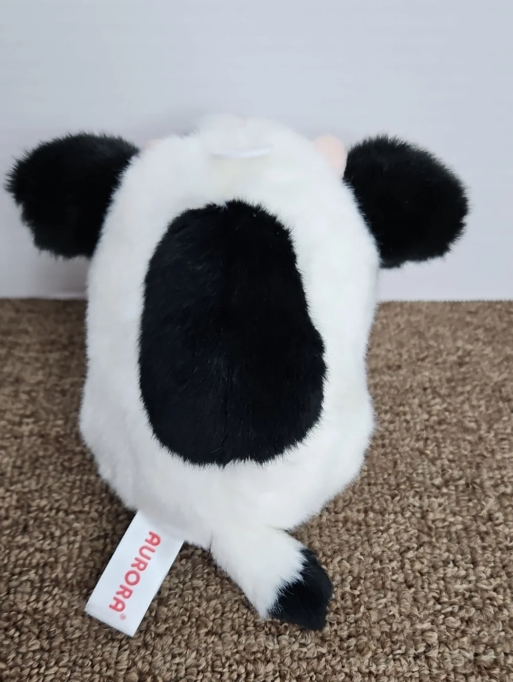 Aurora Rolly Plush Pet 5" Black & White Fluffy Daisy Cow - Picture 2 of 5